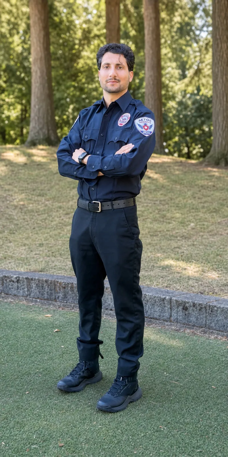 Aetos Security officer in full professional uniform