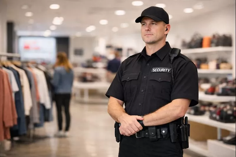 Aetos Security officer on duty at retail location